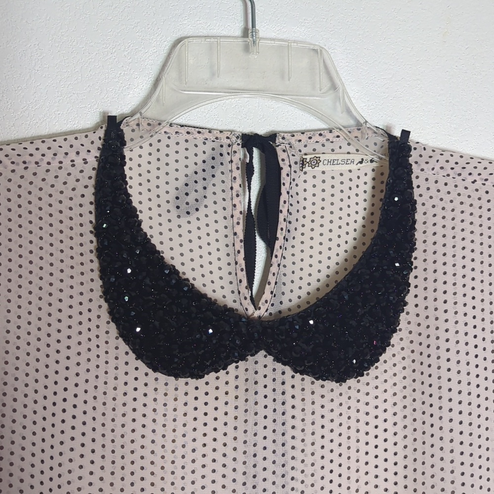 Chelsea & Violet Women's Blouse Beaded Collar Coquette Twee Cottagecore Large